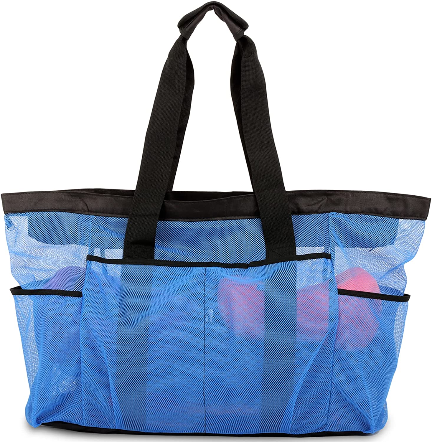 Extra Large Beach Bag， XL Mesh Tote with Zipper and Pockets Ideal for Your Family Beach Trip - Image 1